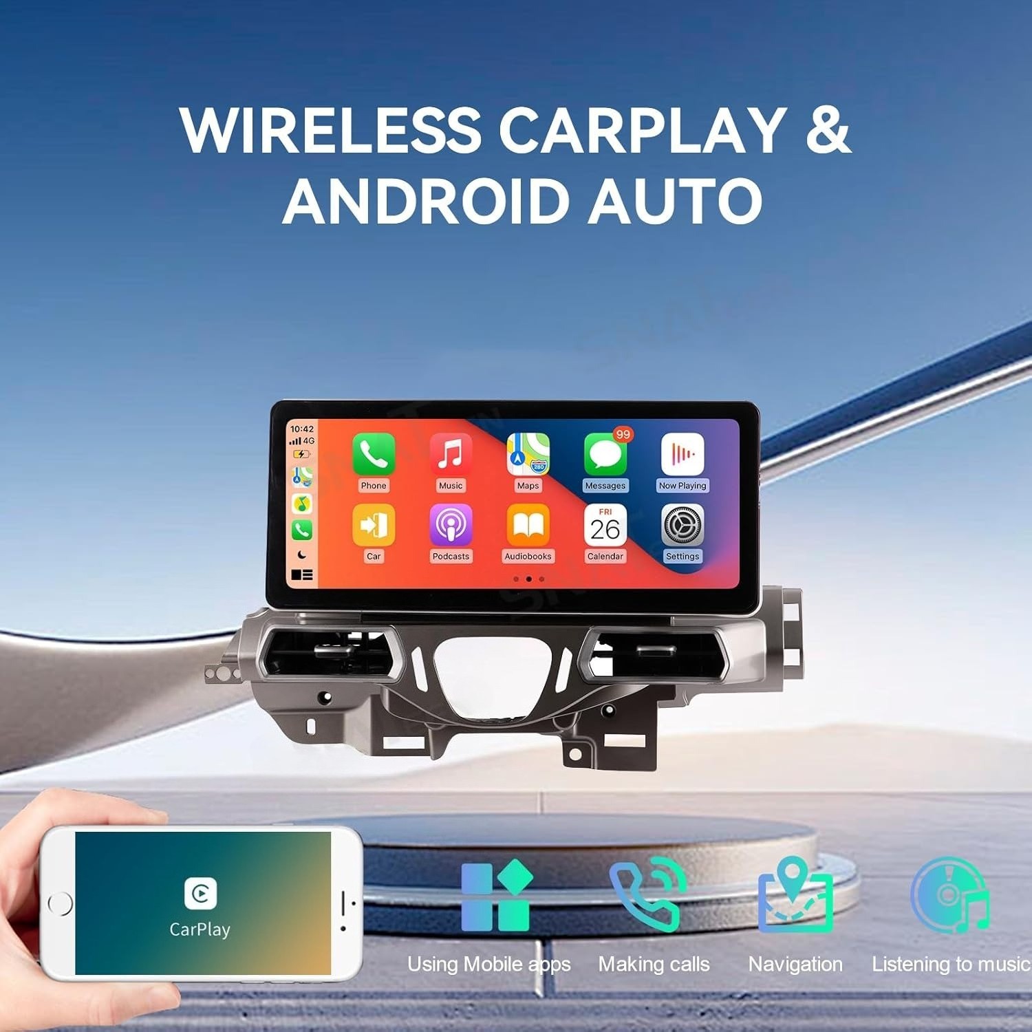 12.3” Android Carplay Car Stereo Radio GPS 4+64GB For Ferrari 458 2011-2016