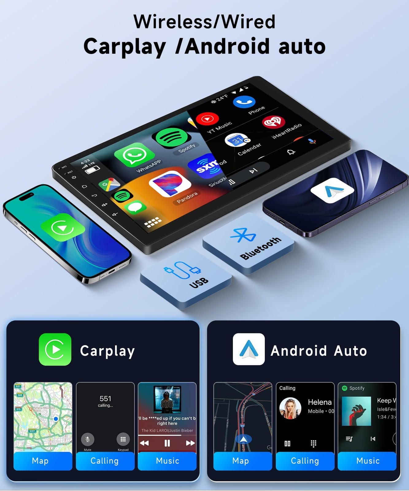Carplay Radio For 2016-2022 Pilot GPS Navigation Android Auto Bluetooth