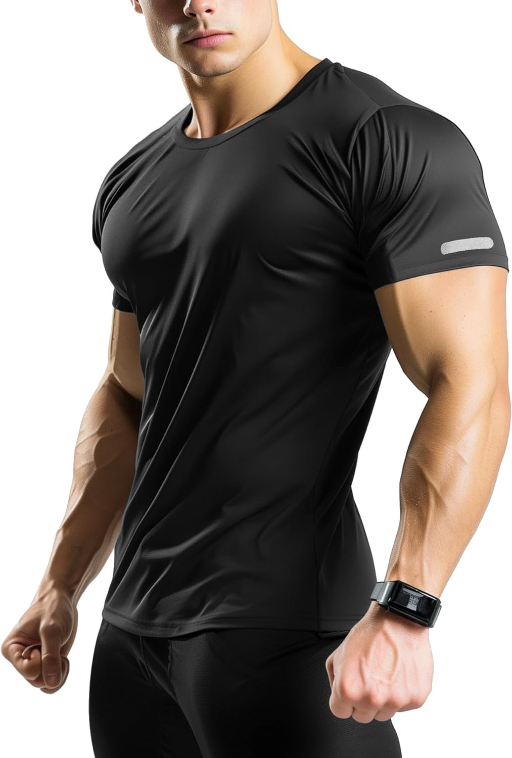 Mens Workout Shirts Fitted, Quick Dry Gym Tshirts Running Athletic Top Moisture