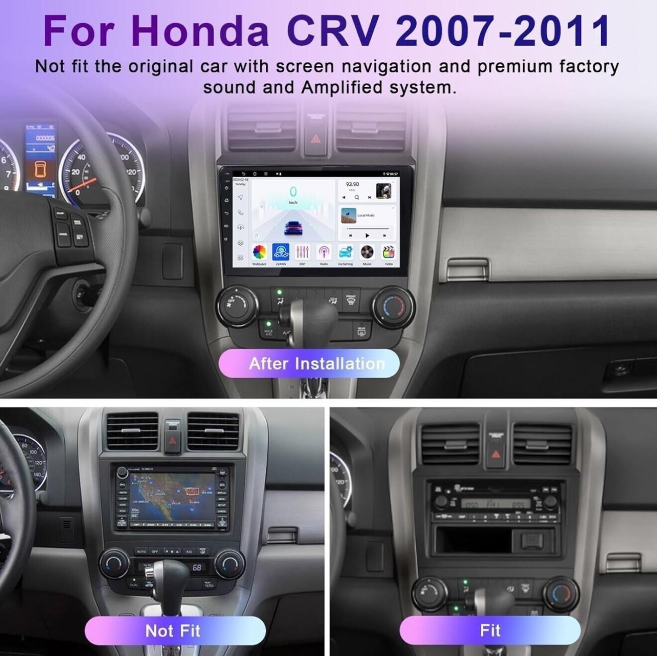 4+128G Car Stereo for Honda CRV 2007-2011 9” Touch Screen, Carplay, Android Auto