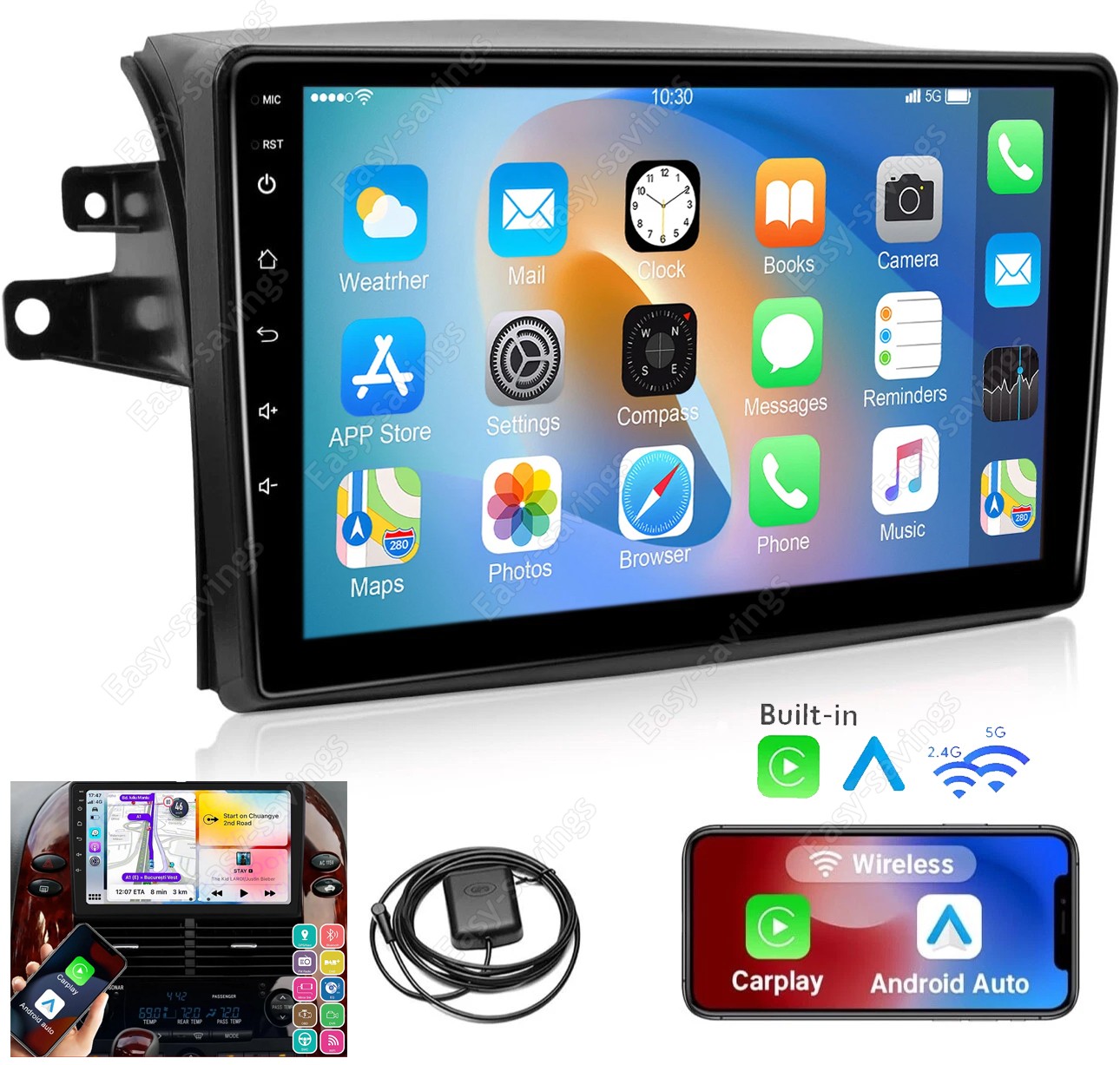 Apple Carplay Car Radio Stereo GPS WIFI For Toyota Sienna 2004-2010 Android 15.0