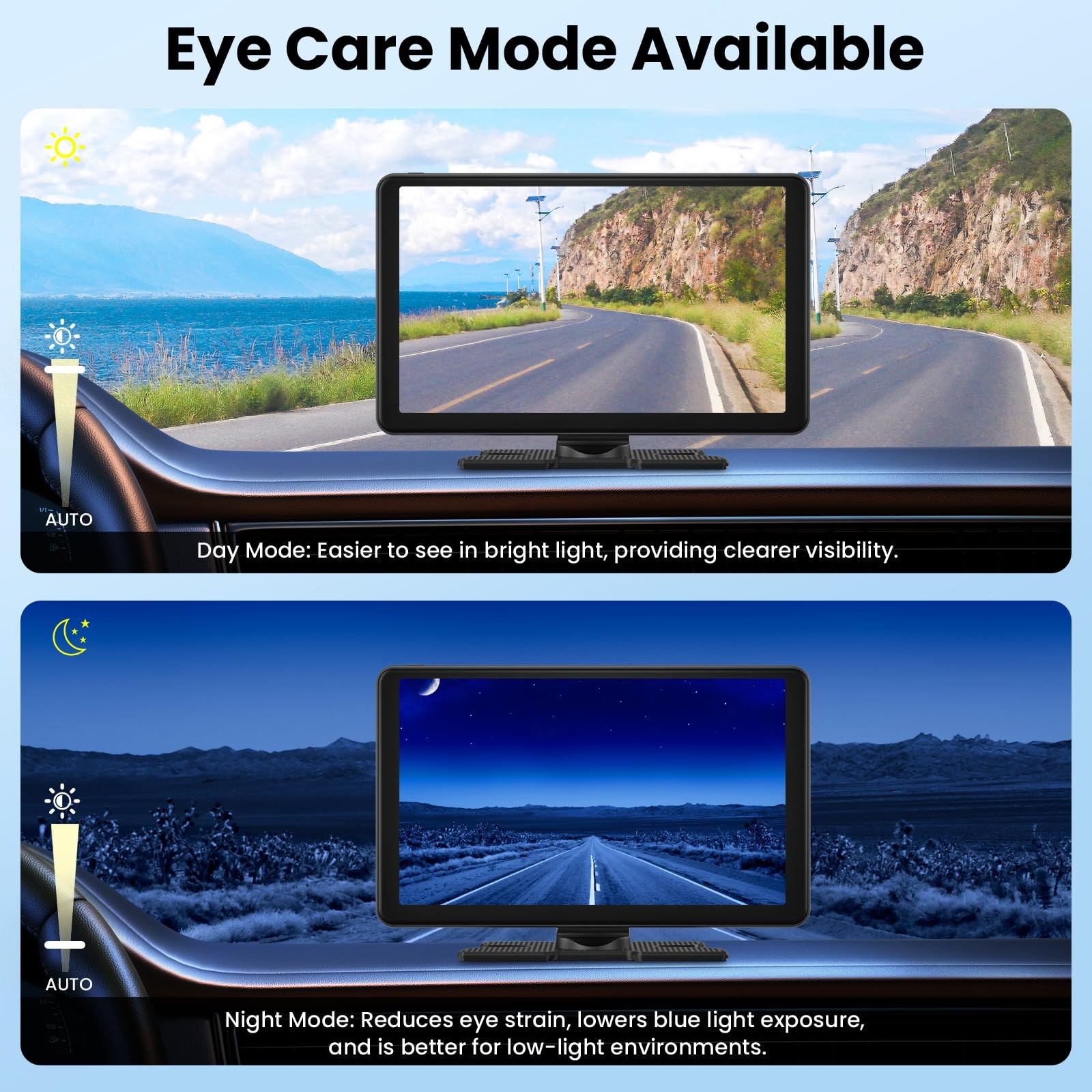 Wireless Portable Carplay Screen with 4K Dash Cam, 9″ HD Touch C