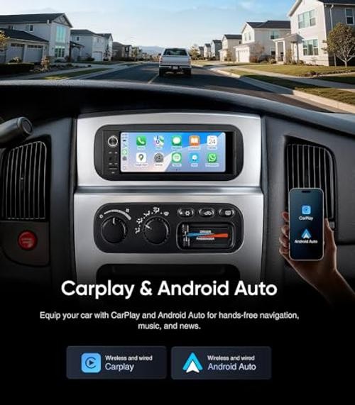 6.36″ Single Din Car Stereo with CarPlay and Android Auto, Universal Old Car