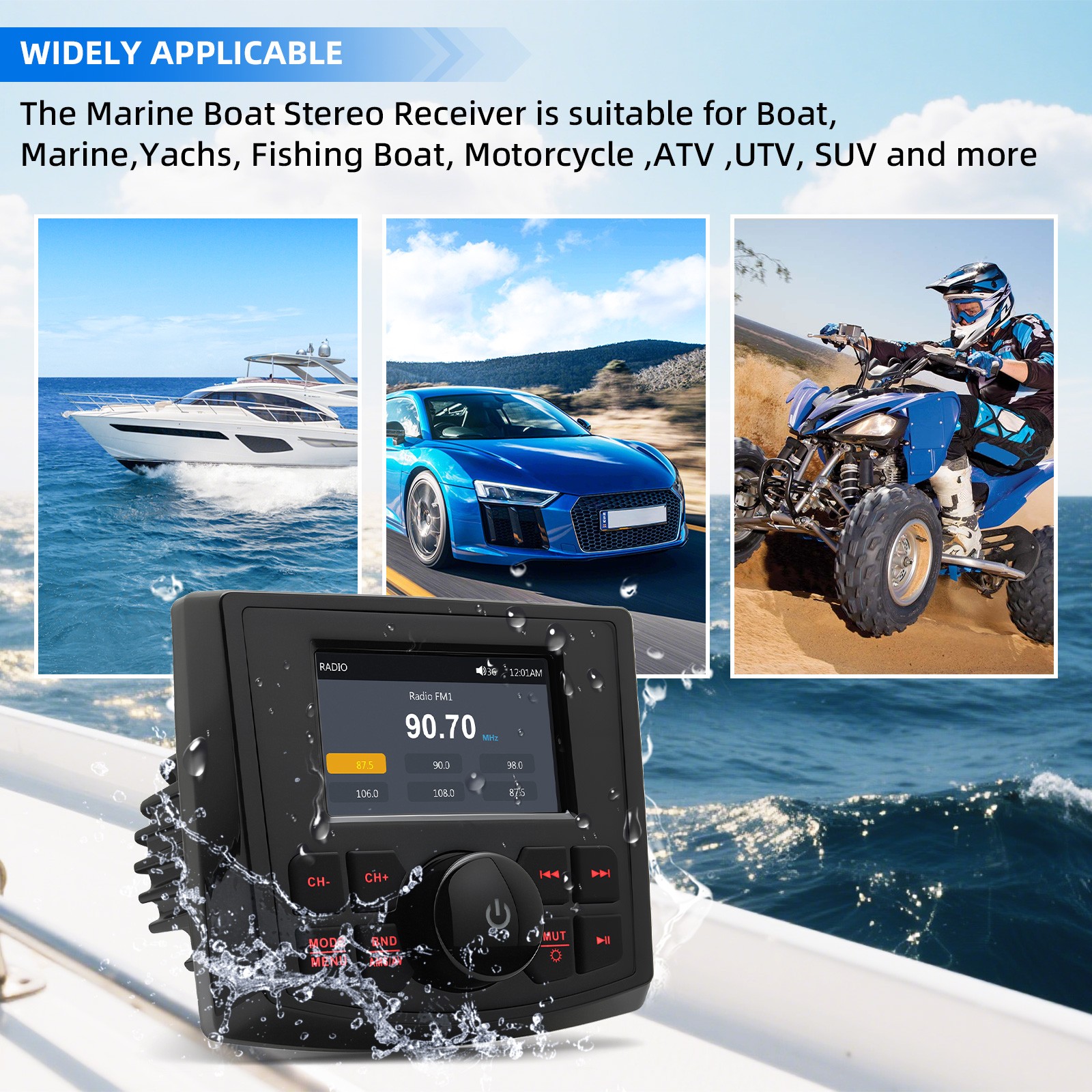 MP5 Marine Radio Boat Radio Stereo Media Video Player Waterproof Bluetooth