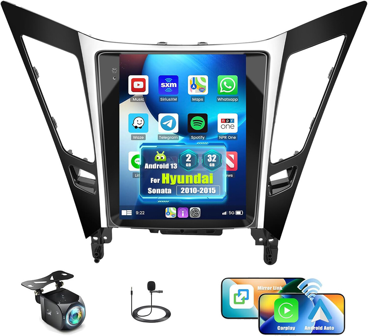 32GB Android 13.0 Carpaly Car Stereo Radio GPS Navi For Hyundai Sonata 2010-2015