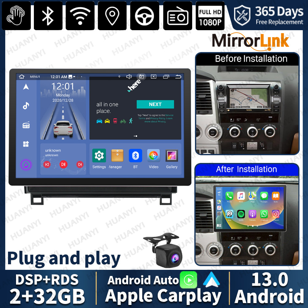 13.1″ Android 13 Car Stereo Radio for Toyota Tundra 2007-2013 Sequoia GPS WIFI