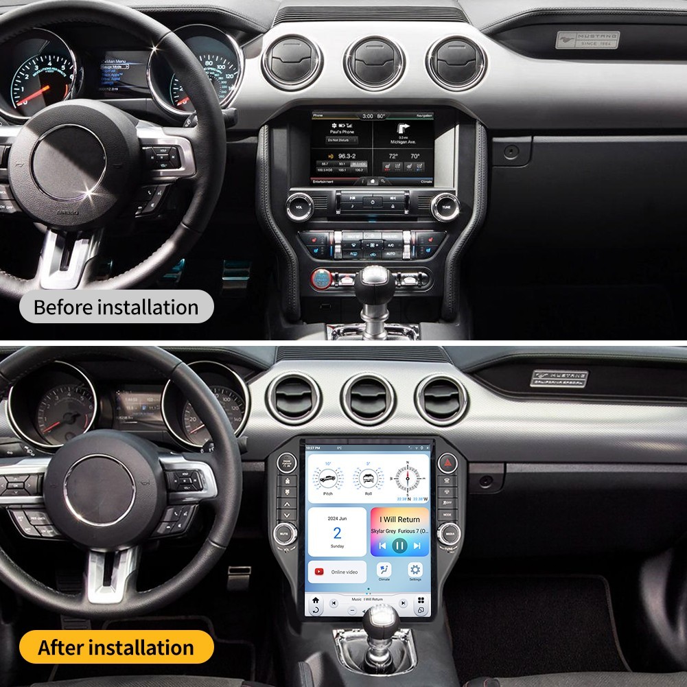 LINKSWELL GEN6 “T” Style Radio Stereo for Ford Mustang 2015-2023 Carplay Android