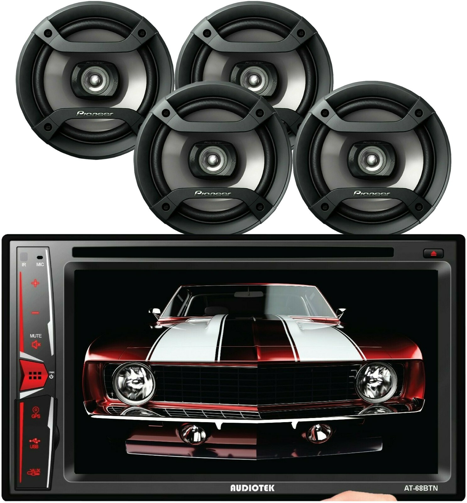 Audiotek 6.2″ Touch Screen Car Mirror Link +4x Pioneer TS-F1634R 6.5″ Speakers