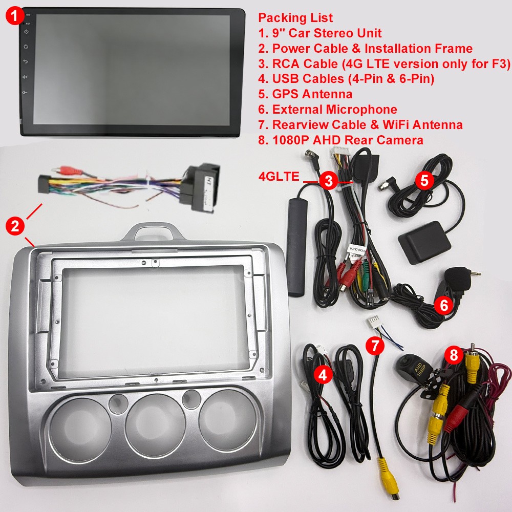 8 Core 64G Android Car Radio for Ford Focus 2 3 Mk2 Mk3 MT 2004 – 2011 Carplay