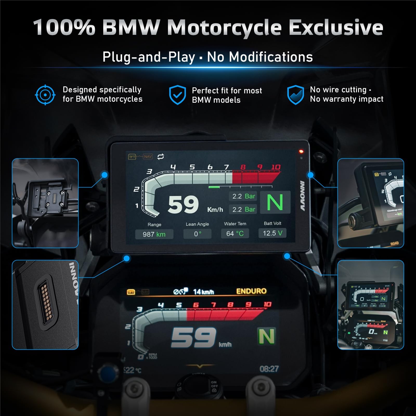 INNOVV N2 for BMW Motorcycle Wireless CarPlay & Android Auto, 6.5″ Touch Scre…