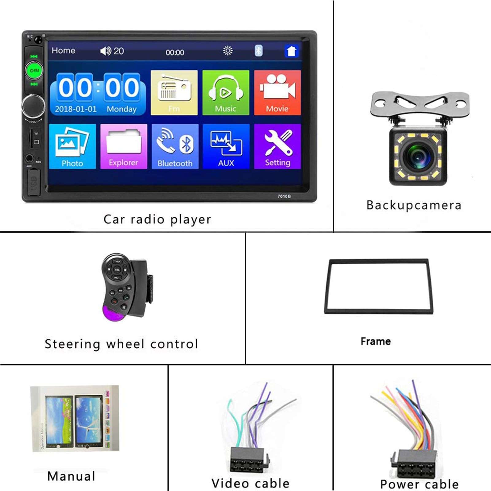 Estereo De Doble Din Với Reproductor Multimedia Y Pantalla Tactil Lujo