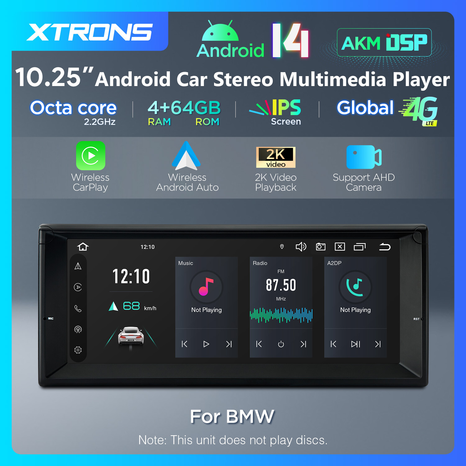 For BMW E39 E38 Android 14 GPS Navigation 10.25 Car Stereo 8-Core 4GB 64GB LTE