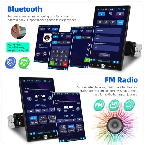 Single Din Car Stereo 10.4 inch Touch Screen 180°Rotate Vertical Screen