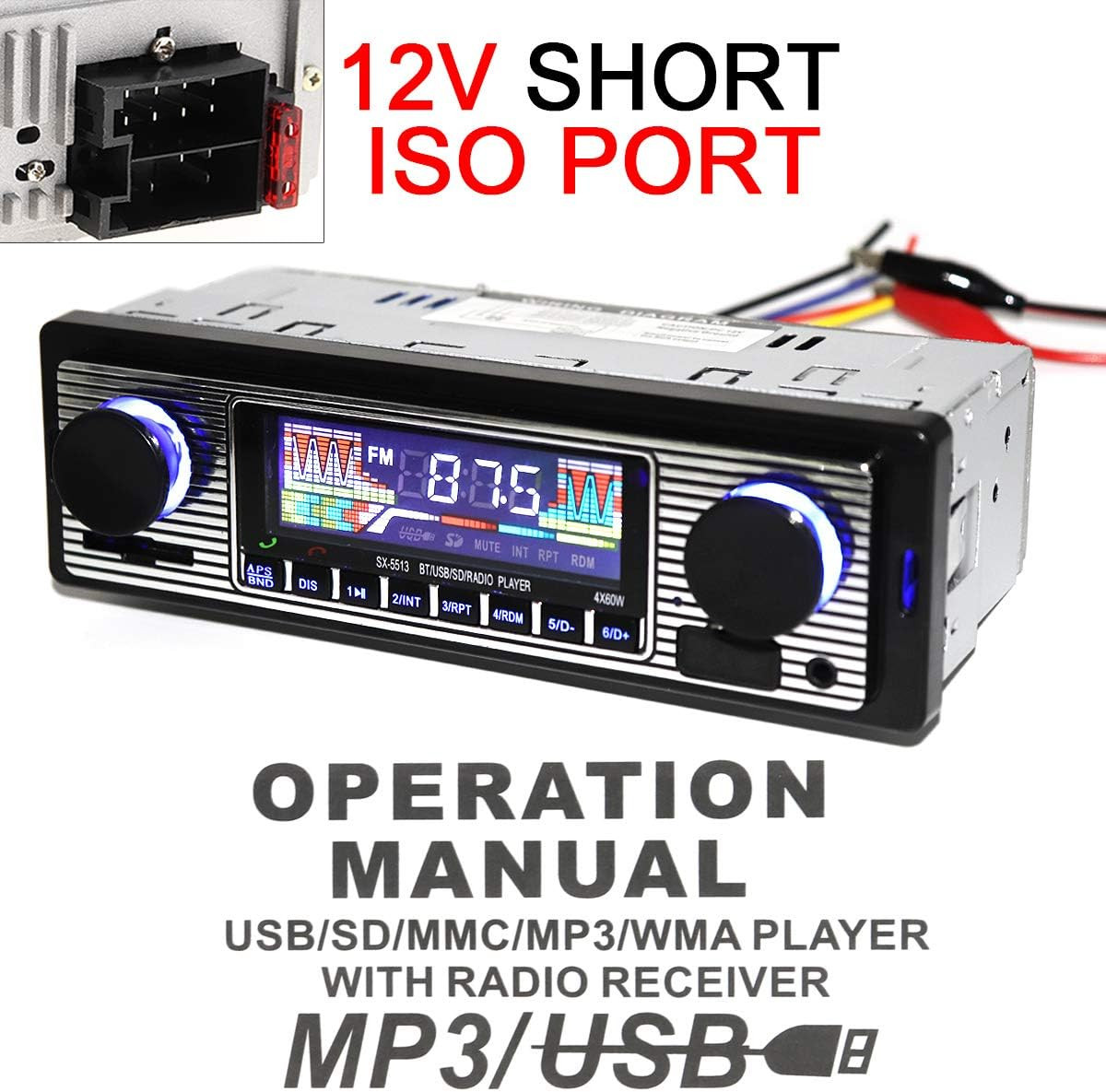 Radio de Carro para Auto USB SD AUX Bluetooth FM Mp3 Player Receptor de Audio