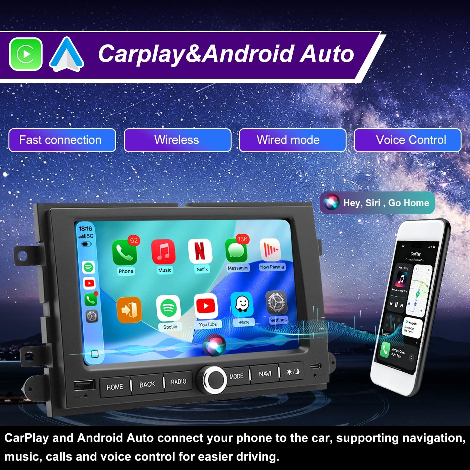 5G WiFi Touchscreen Radio for Ford F150 F250 F350 2004-2016, CarPlay GPS