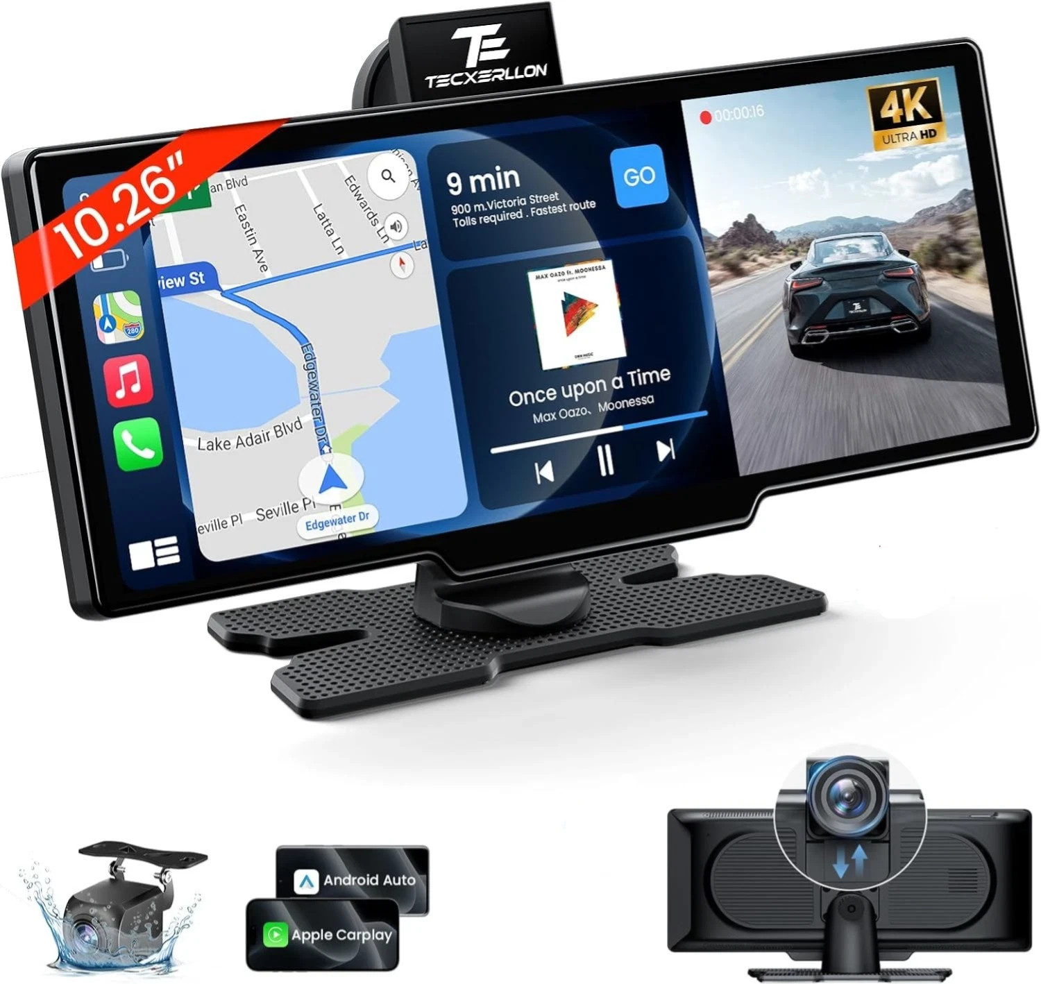 TECXERLLON CARPLAY, LARGE COLOR SCREEN, FAST PROCESSOR TECHNOLOGY, MIRROR LINK