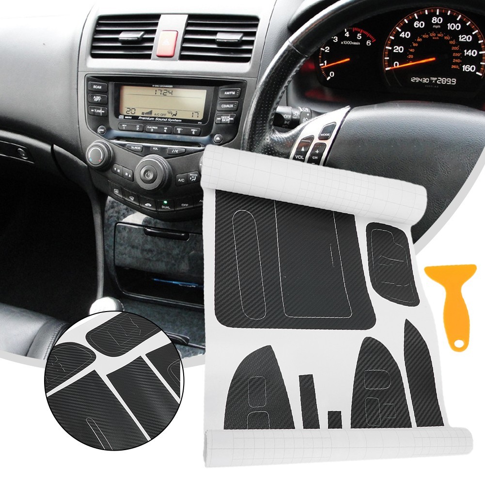 Interior Center Console Carbon Fiber Molding Sticker Decals For Accord 7th