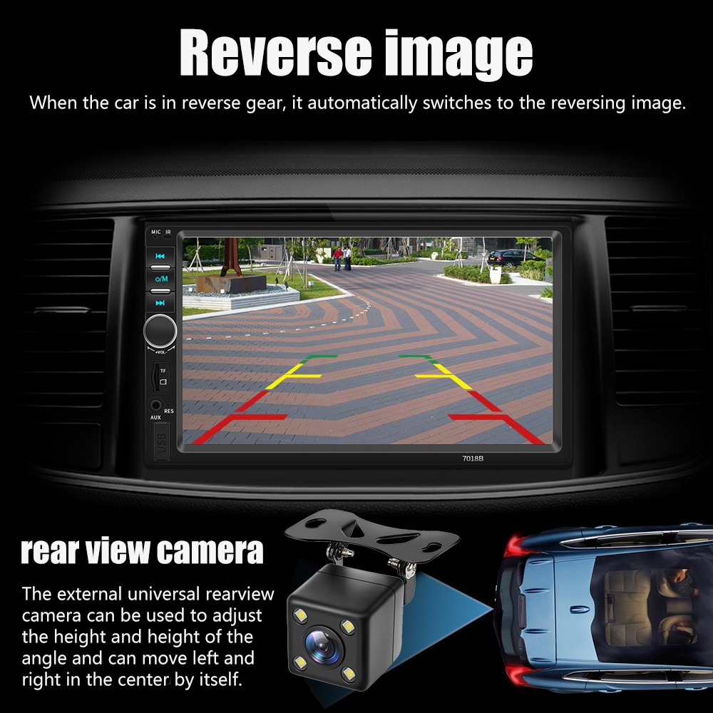 2 Din Pantalla Radio Bluetooth Para Carro Auto Con Camara De Reversa Retroceso