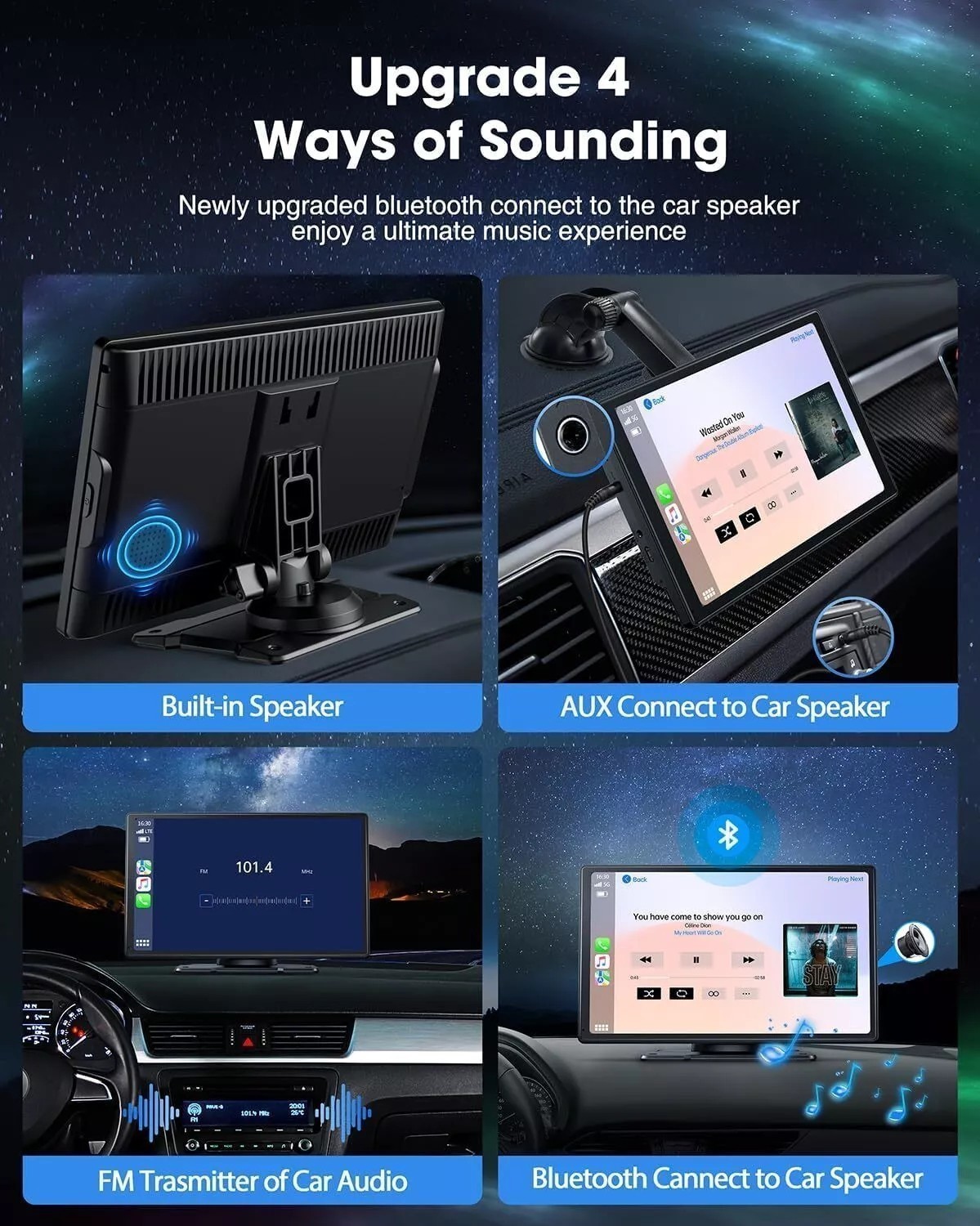 Portable 9/9.26in Wireless Car Stereo For Apple Carplay & Android Auto Head Unit