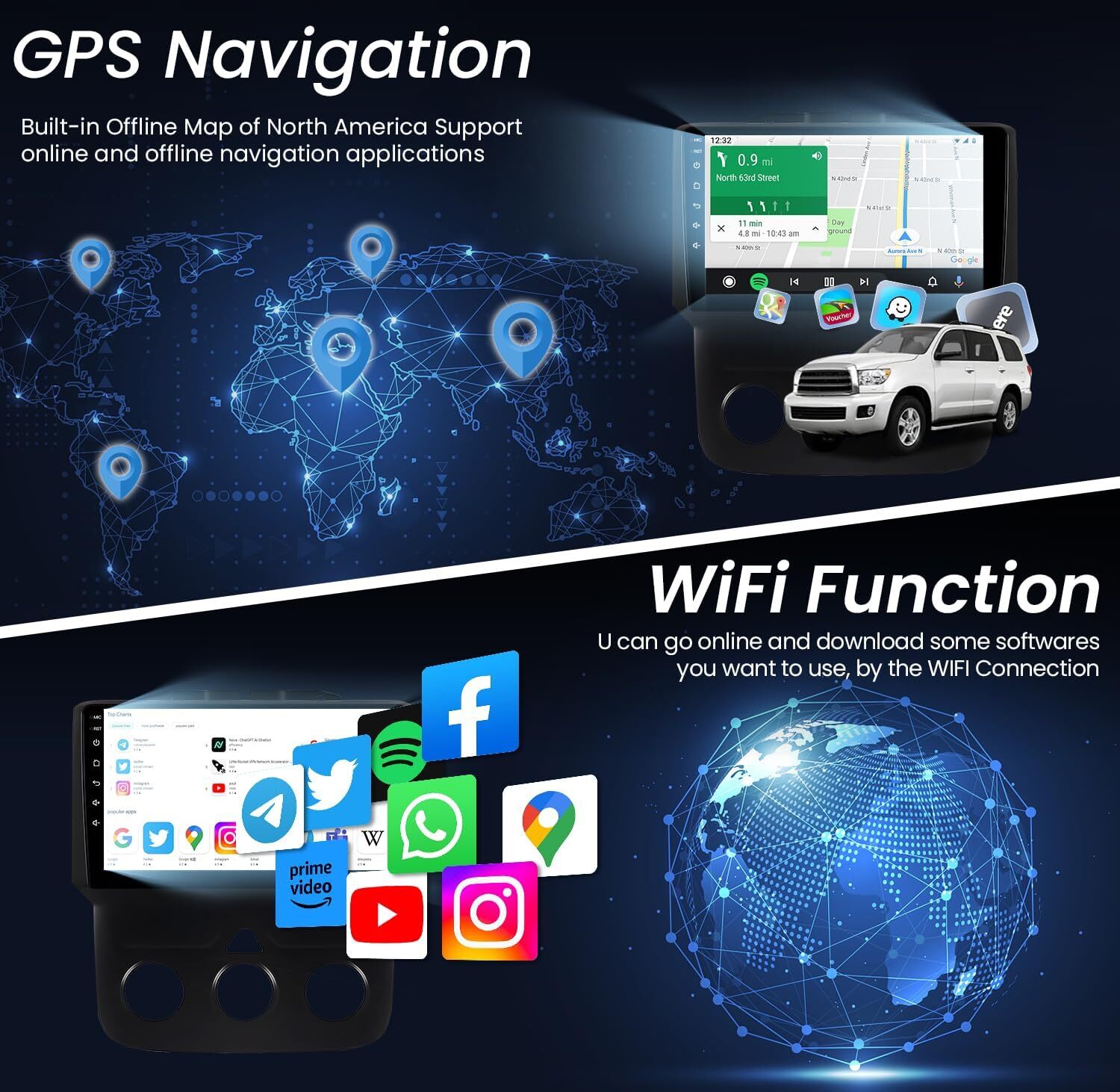 32g For Dodge Ram 2013-2019 1500 2500 3500 Android Stereo Radio CarPlay 1280*800