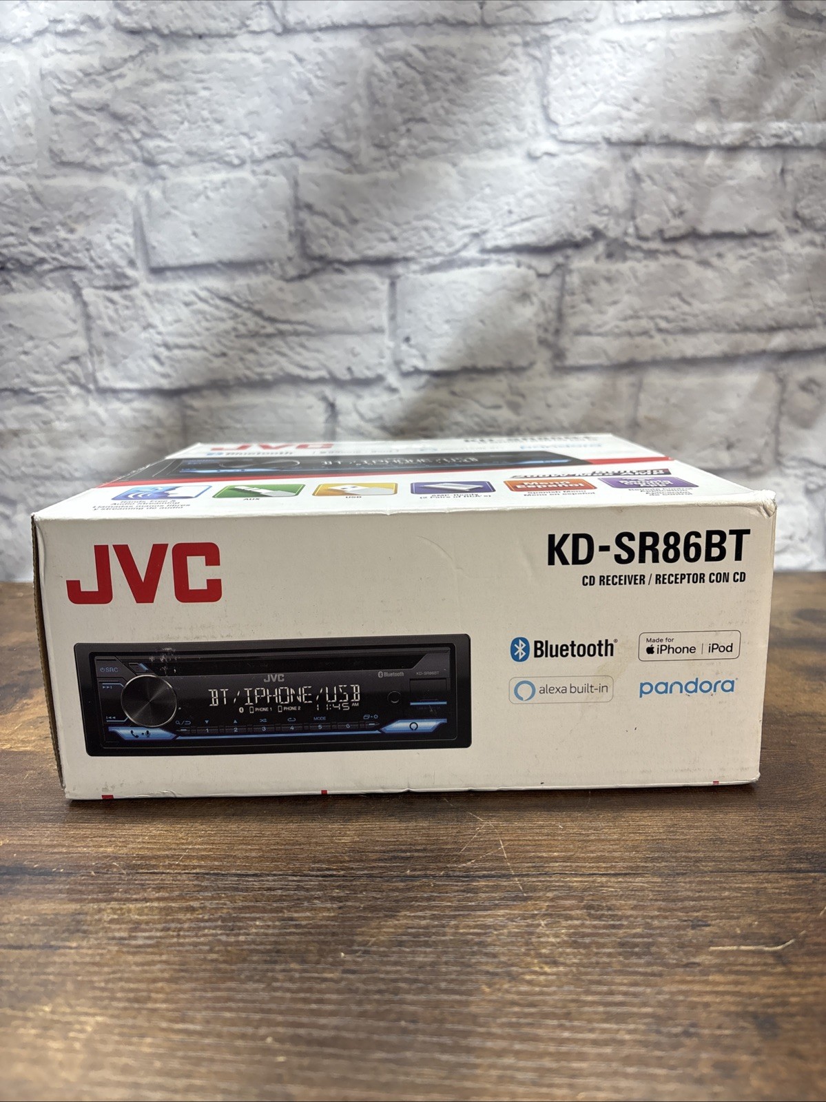 JVC KD SR86BT Bluetooth CD Receiver USB AUX Pandora Alexa Built In New