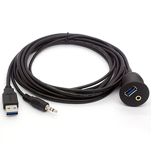 USB 3.0 Flush Mount Cable (2 Meter/6Ft) | USB 3.0 and 3.5mm 2 meter/6.6 Feet
