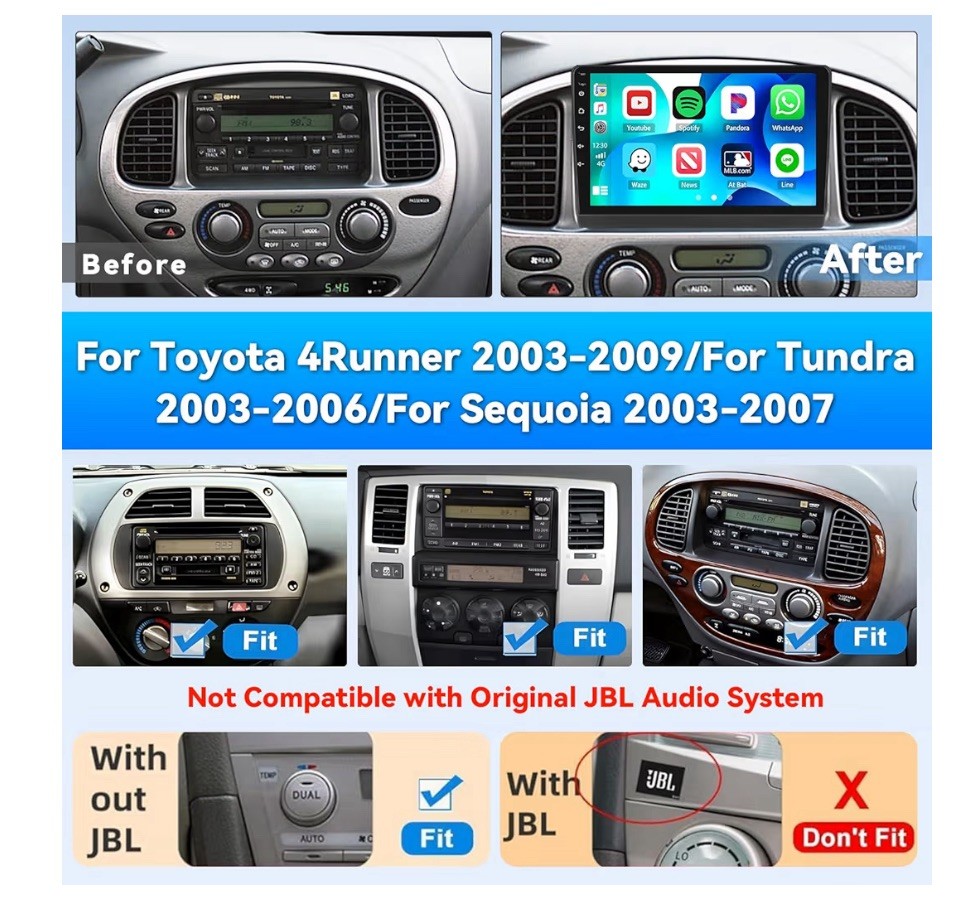 CarPlay for Toyota 4Runner 2003-2009, for Tundra 2003-2006, for Sequ… 4G+64G