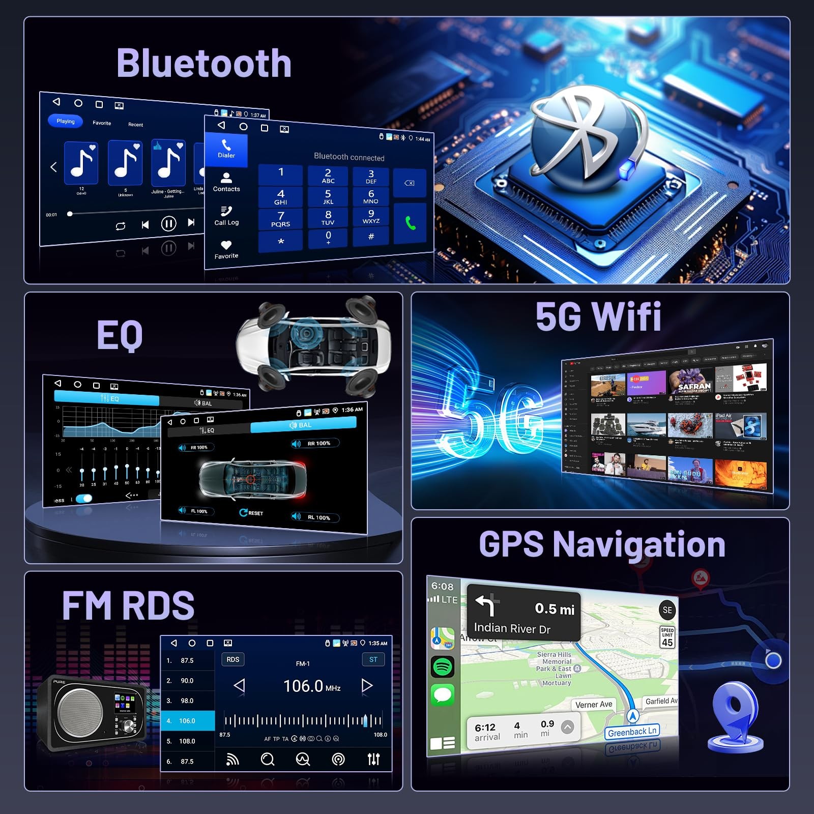 9″ Touchs Wireless Carplay Android Auto Stereo for 2007-2010 Hyundai Elantra