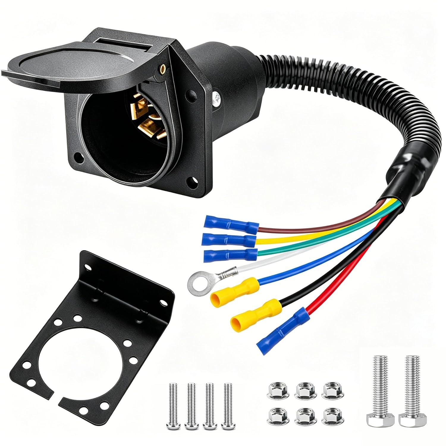 7 Way 7 Pin Trailer Plug Truck Side Wiring Harness Connector