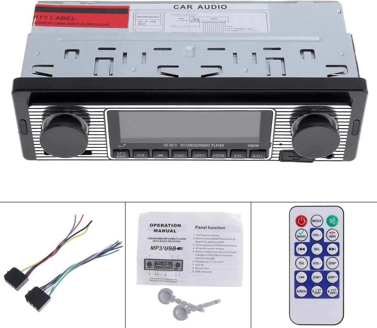 Compact 12V Bluetooth Vehicle Stereo with USB/SD/AUX & Exceptional Sound Quality