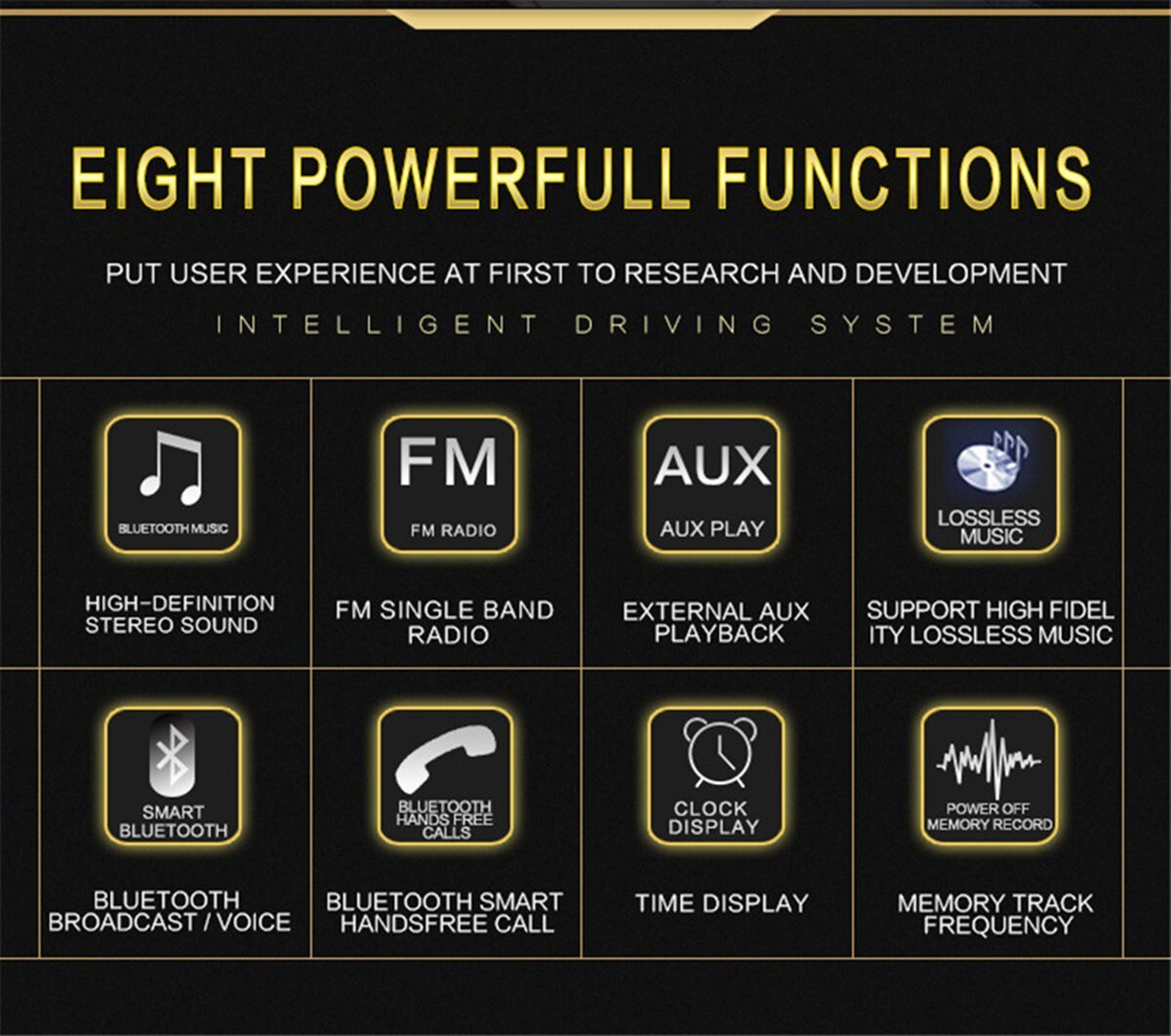 Bluetooth Vintage Car FM Radio MP3 Player USB Stereo Audio Receiver AUX 1 Din