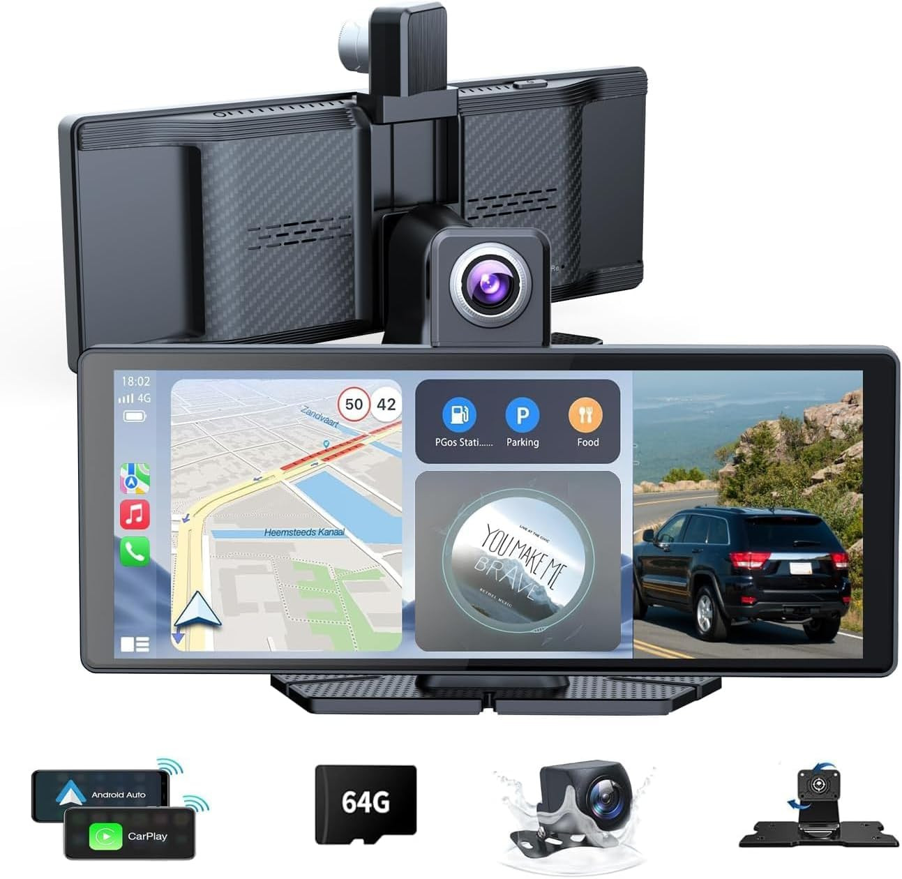 10.26″ Wireless Portable Carplay Screen Carplay & Android Auto Car Stereo 360 Ro