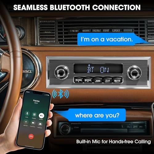 Vintage Retro Single Din Bluetooth Radio for Truck