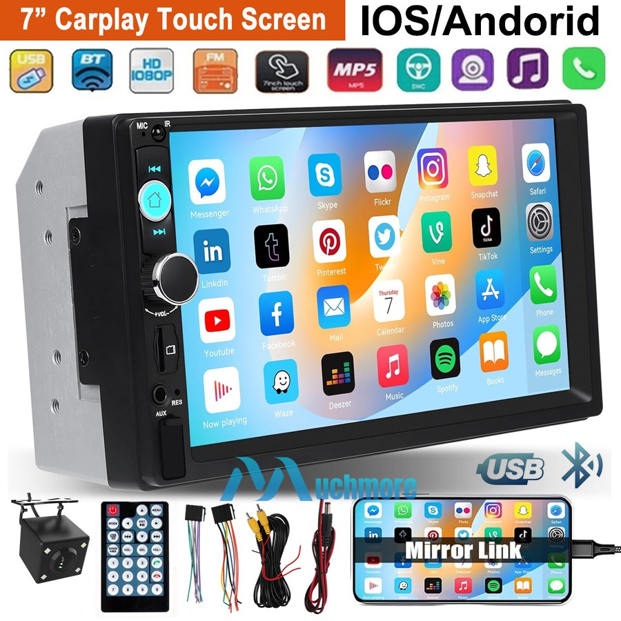 2 Din 7″ Car Stereo Radio FM Bluetooth MP5 Car Player USB Touch Screen+Rear Cam