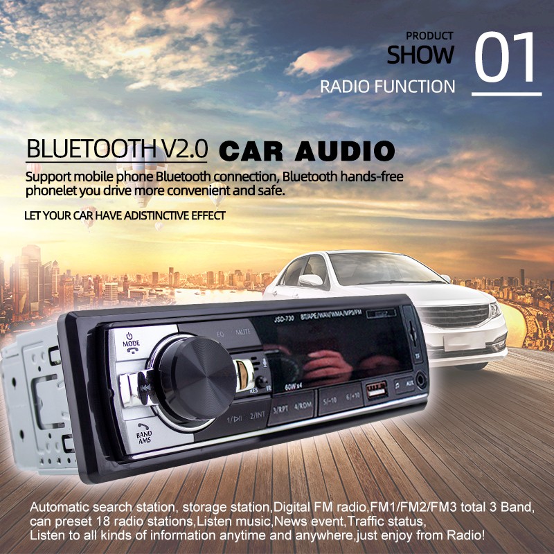 1 Din Bluetooth FM MP3 USB SD AUX With Remote Control Car Radio Receiver