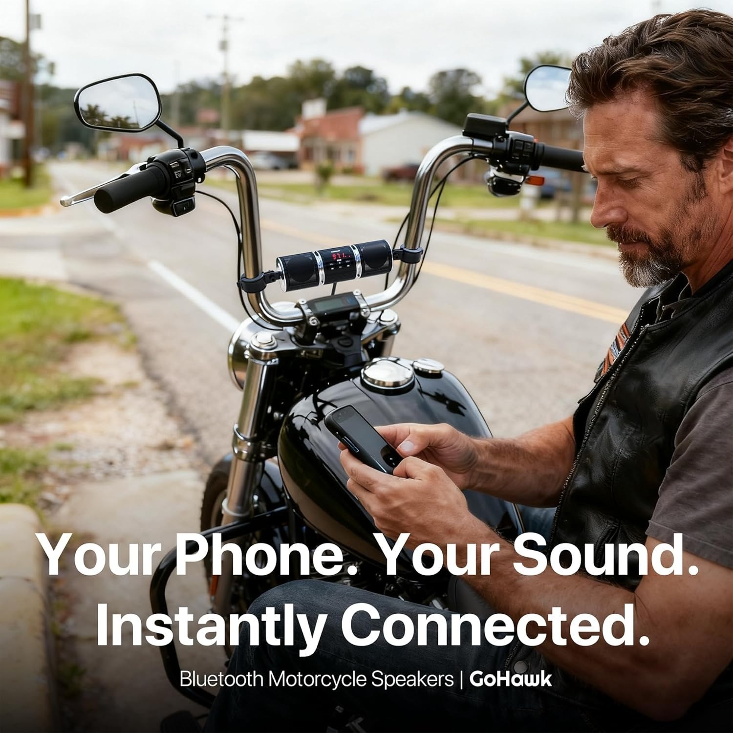 Waterproof Bluetooth Motorcycle Speakers Audio System FM AUX USB Handlebar