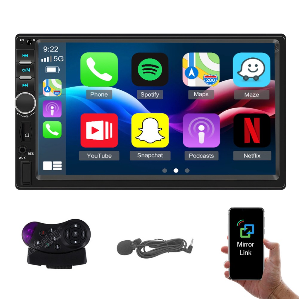 7” Car Radio Double 2 Din Car Stereo Touch Screen Apple CarPlay Android Auto BT