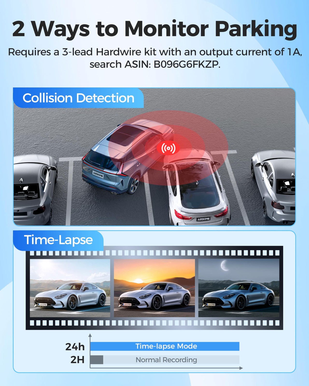 Azdome M200 Mini 1080P WiFi Dash Cam for Cars, Hidden Front Dash Camera