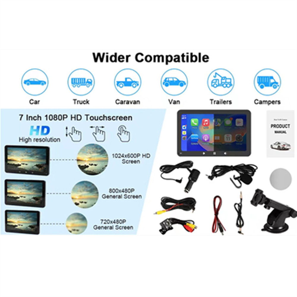 7in Car Stereo Radio Portable Player GPS Navi Touch Screen Mirror Link W/Camera