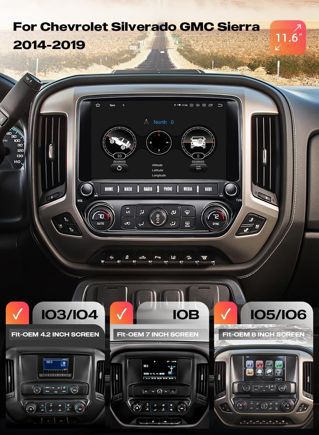 Dasaita 11.6″ Car Stereo for Chevrolet Silverado GMC Sierra 2014-19 FM/AM Radio