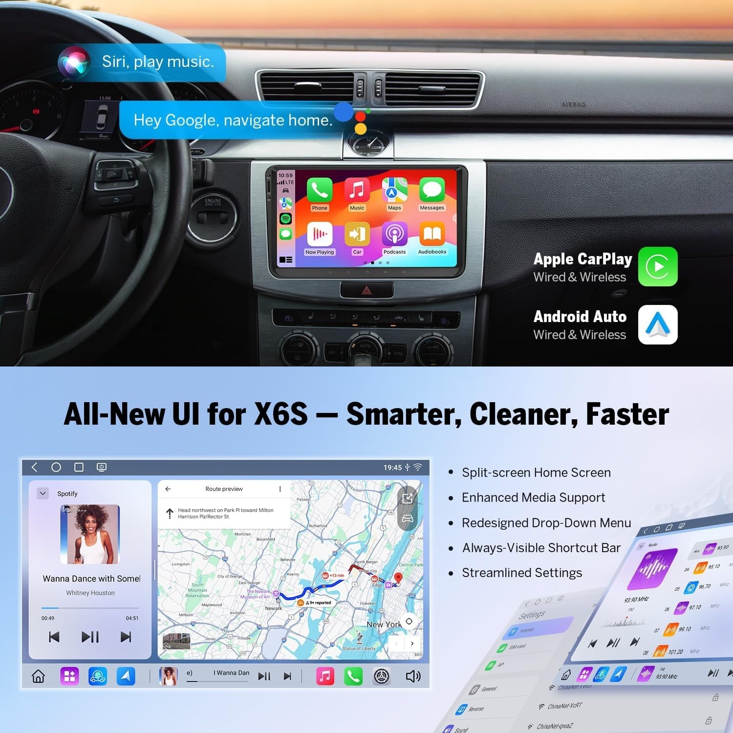 EONON 8″ 8Core 6+64GB Android Auto Carplay for 2003-2015 VW Seat Skoda