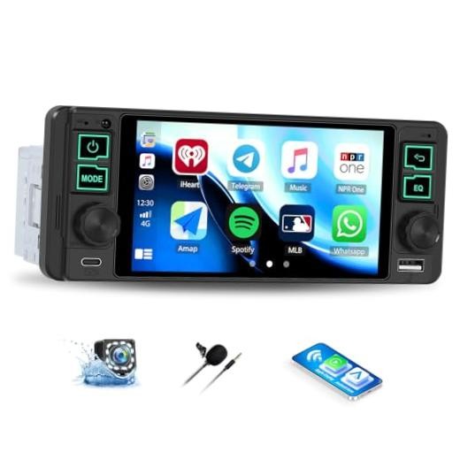 Single Din Car Radio with Wireless CarPlay & Android Auto – 5.1 Inch HD IPS