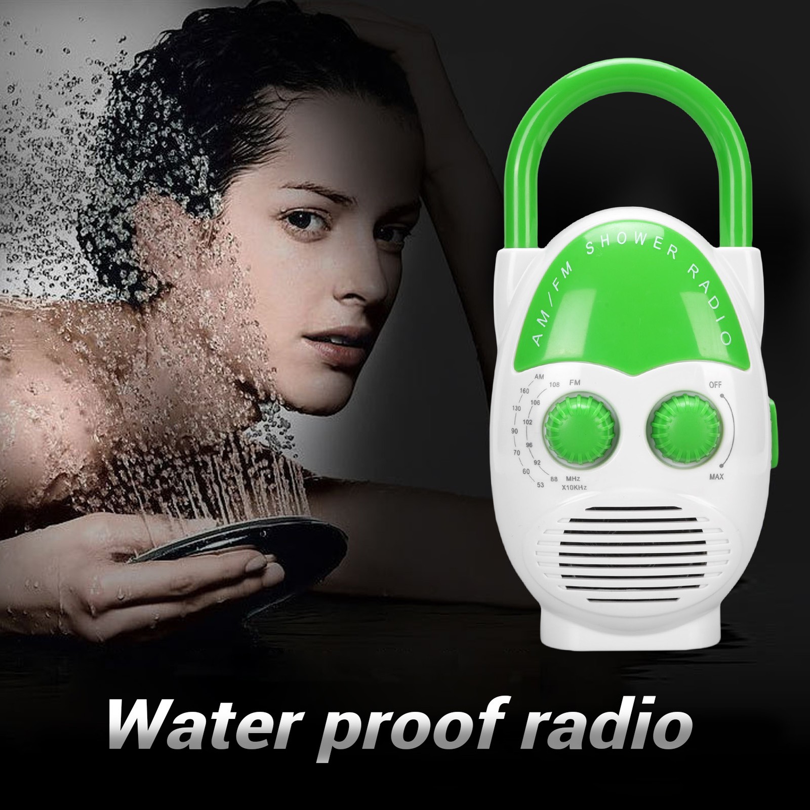 AM FM Radio Adjustable Volume Waterproof For Kitchen Or Bathroom Premium