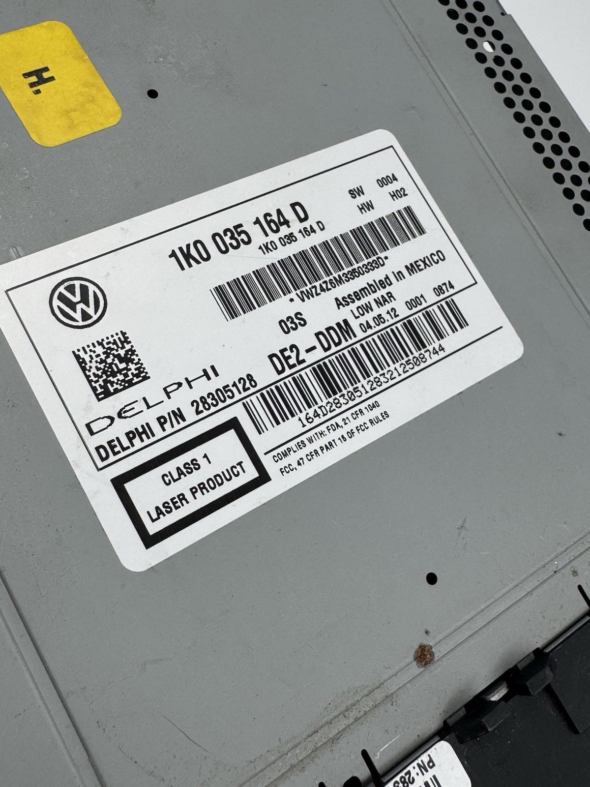 2012-15 VW Delphi AM FM Radio DE2-DDM PN 1K0 035 164 D Jetta, Passat Black *OEM*
