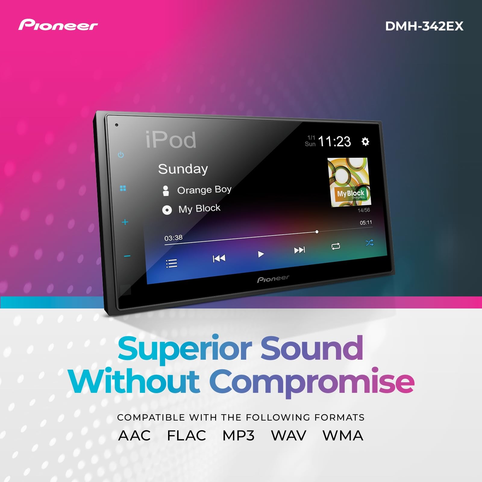 Pioneer DMH-342EX Digital Multimedia Receiver with Weblink, 6.8” Capacitive Touc