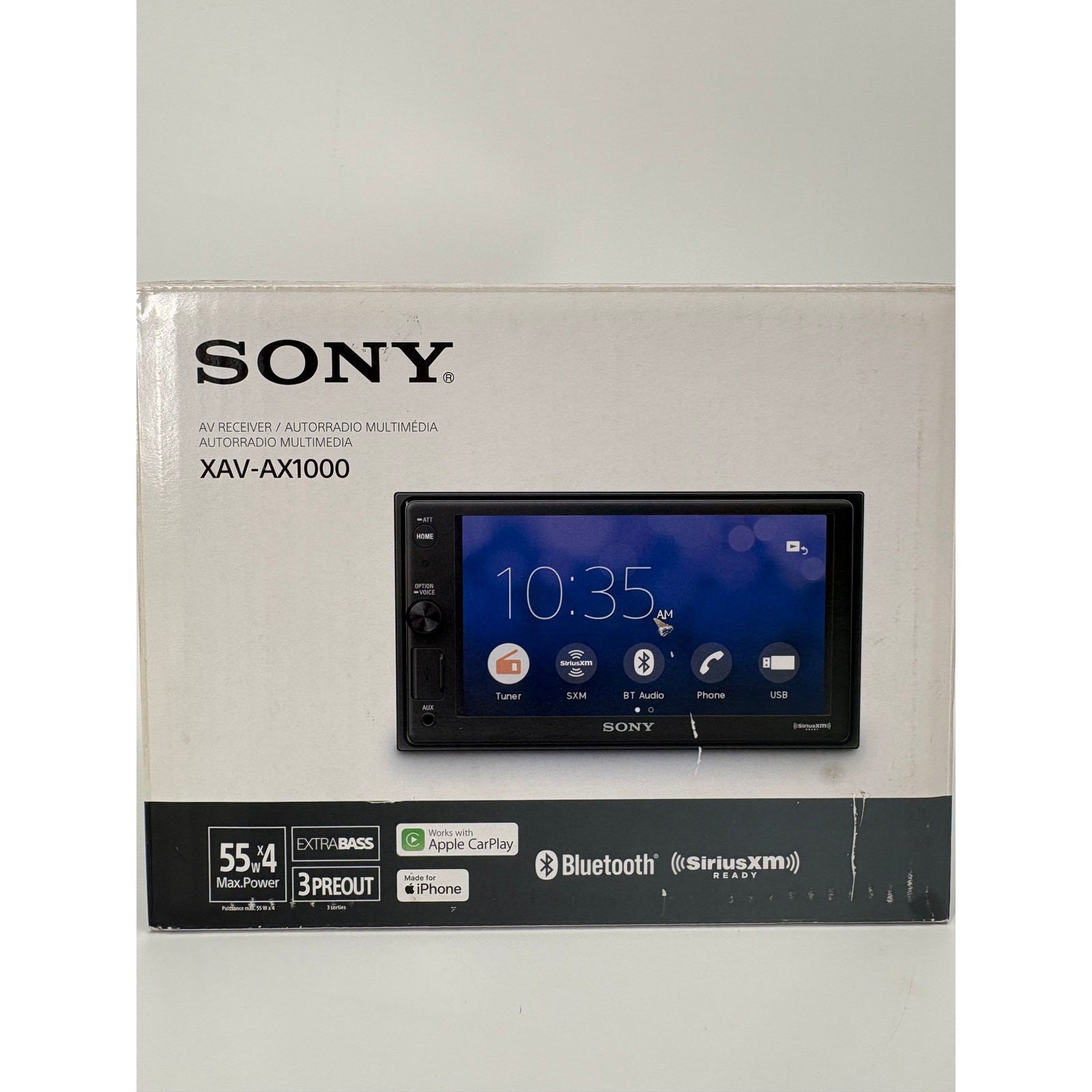 Sony XAV AX1000 Apple CarPlay Bluetooth Multimedia Player AM FM XM USB Aux 6.2″