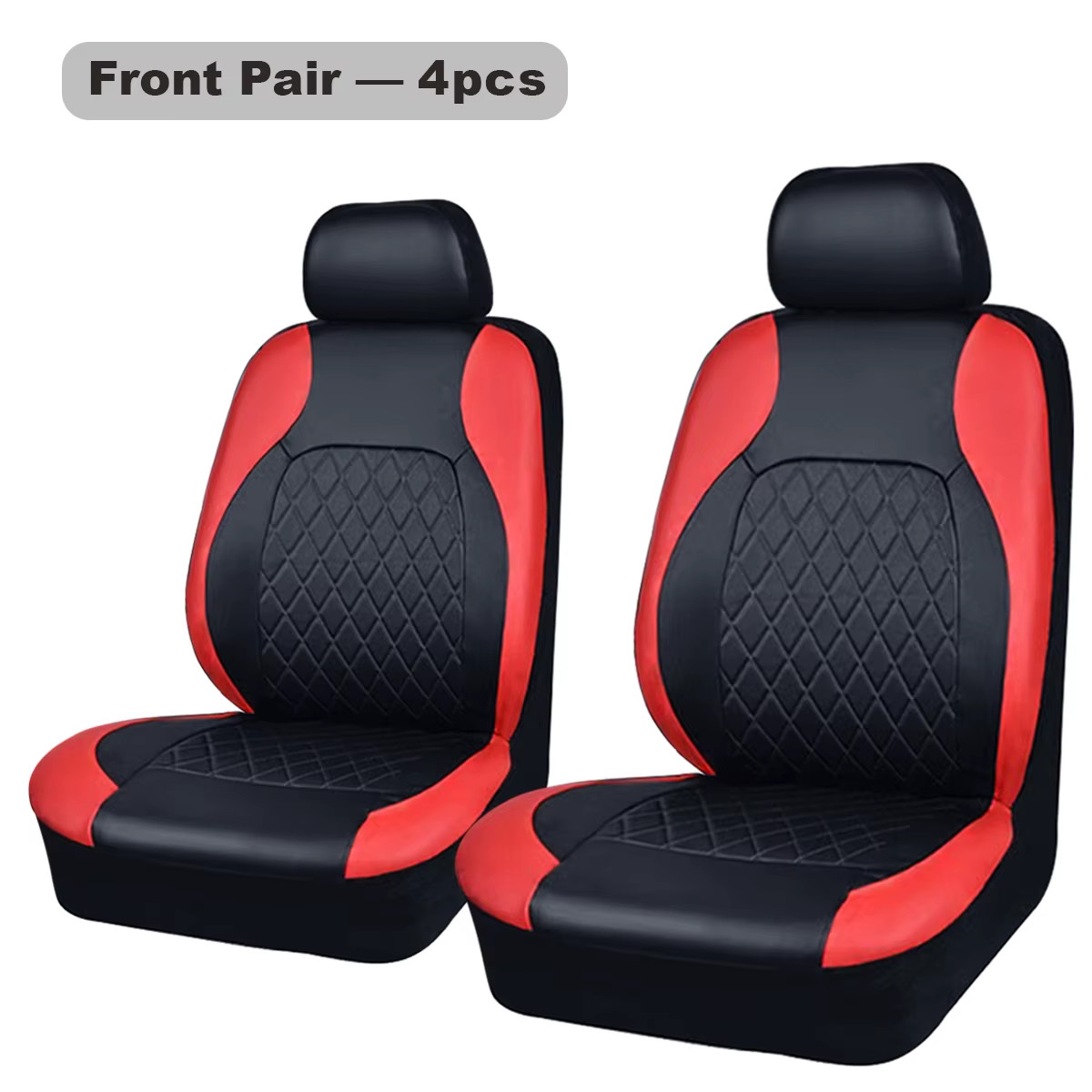 Universal Internal Seat Covers 4PCS All-Season Quilted Faux Leather Car Seat Cov