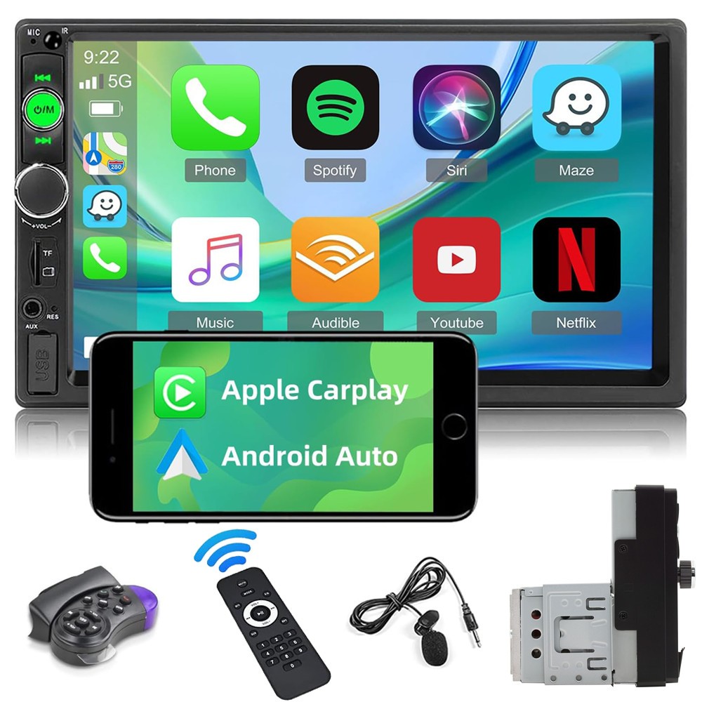 7″ Single 1Din Touch Screen Car Stereo Radio For Apple/Android CarPlay Bluetooth