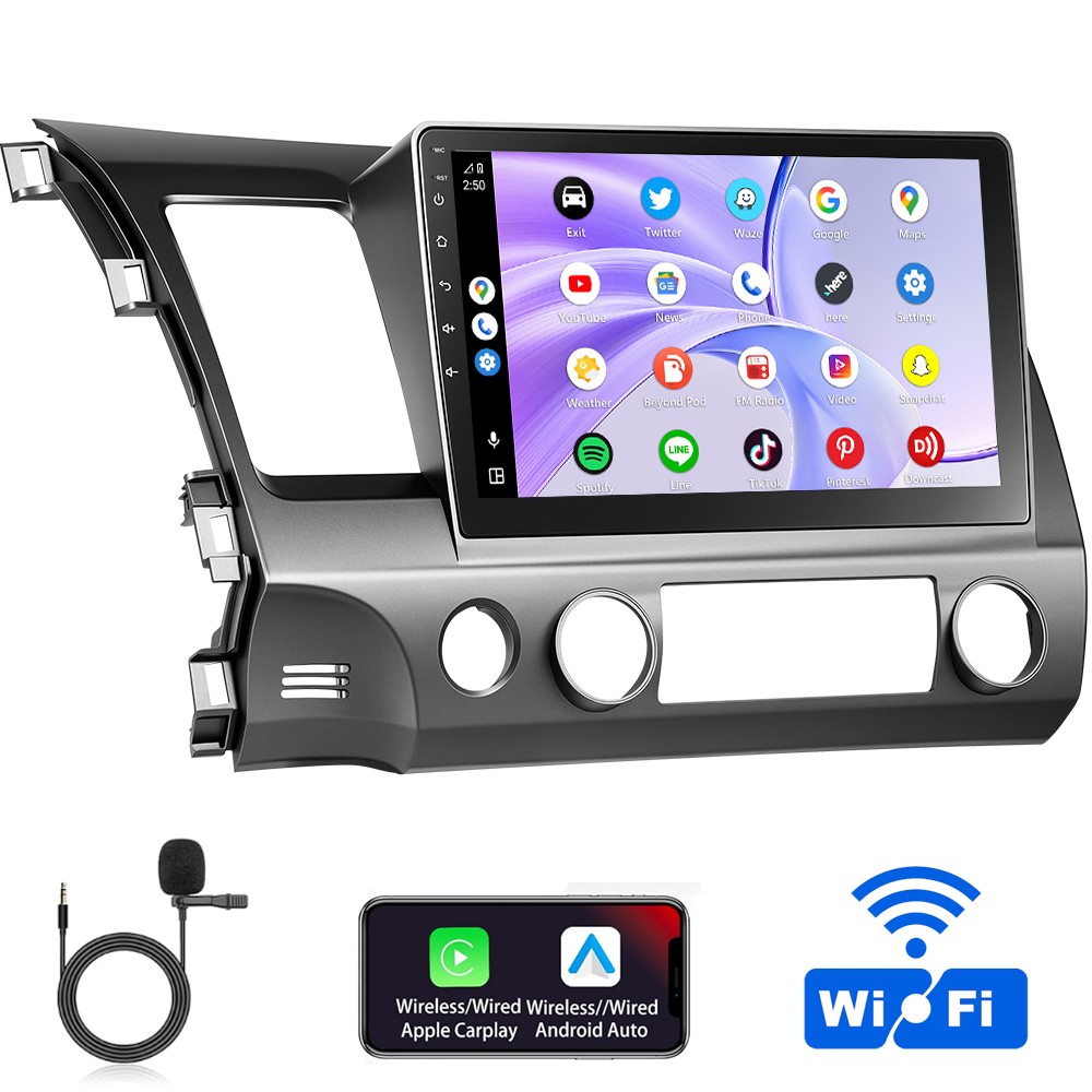 For Honda Civic 2006-2011 Car Stereo Radio Carplay GPS Android 13 Camera 2G+64GB