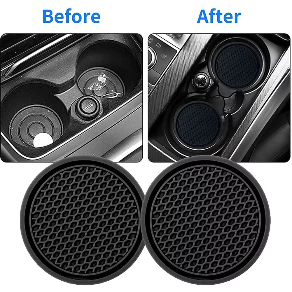 2Pcs Black Car Auto Cup Holder anti Slip Insert Coasters Pads Interior Accessori